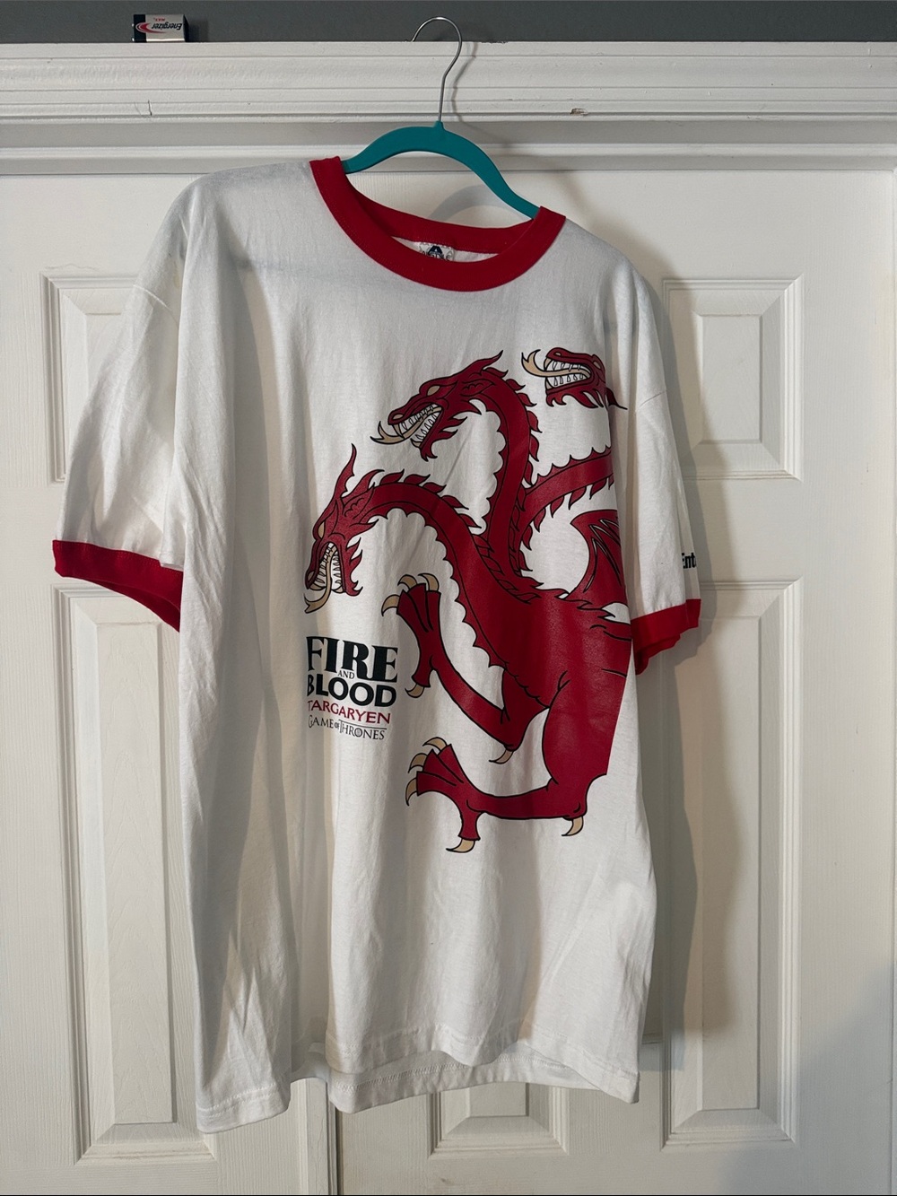 Targaryen 'Fire and Blood' XL Short Sleeve Tee - White/Red